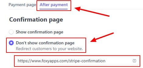 Stripe payment link configurations