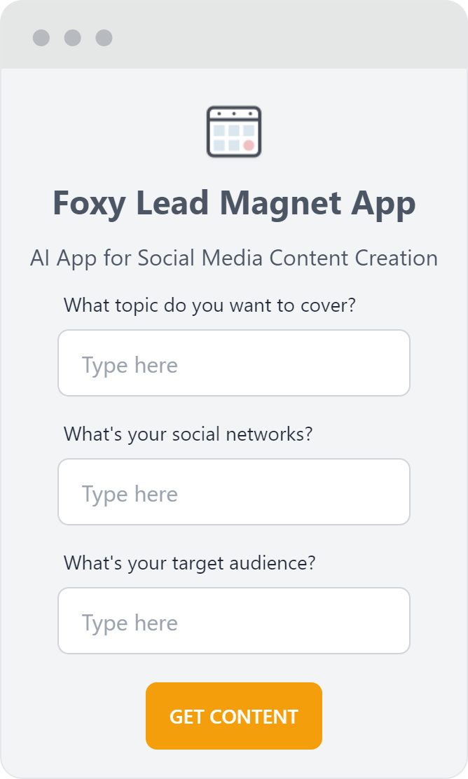 Example FoxyApp lead magnet app