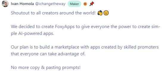 Product Hunt first comment